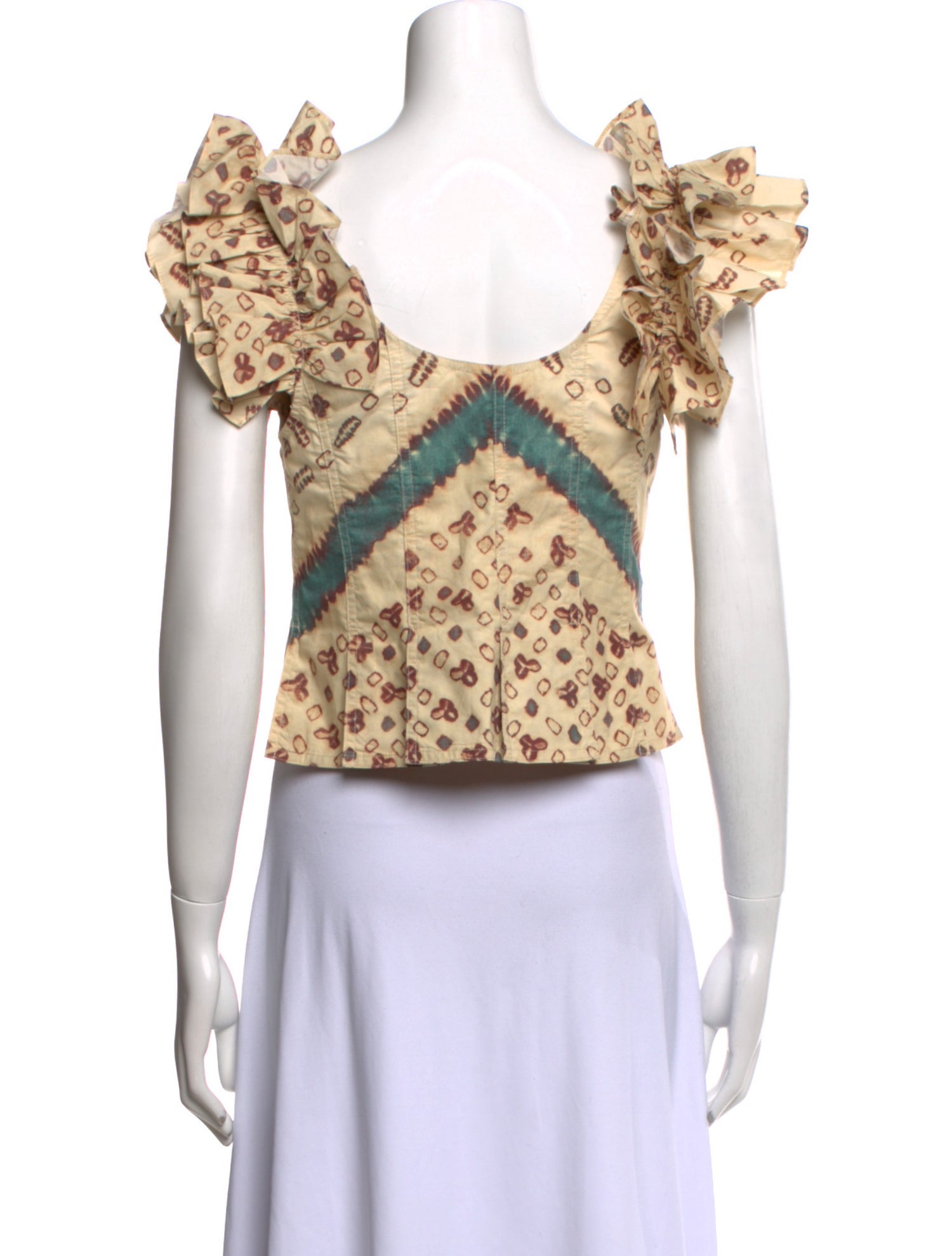 Ulla Johnson Printed V-Neck Crop Top